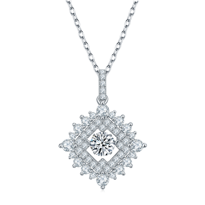 Dynamic and Shining S925 Silver Plated Platinum Moissanite Diamond Necklace 50 Points D-Class